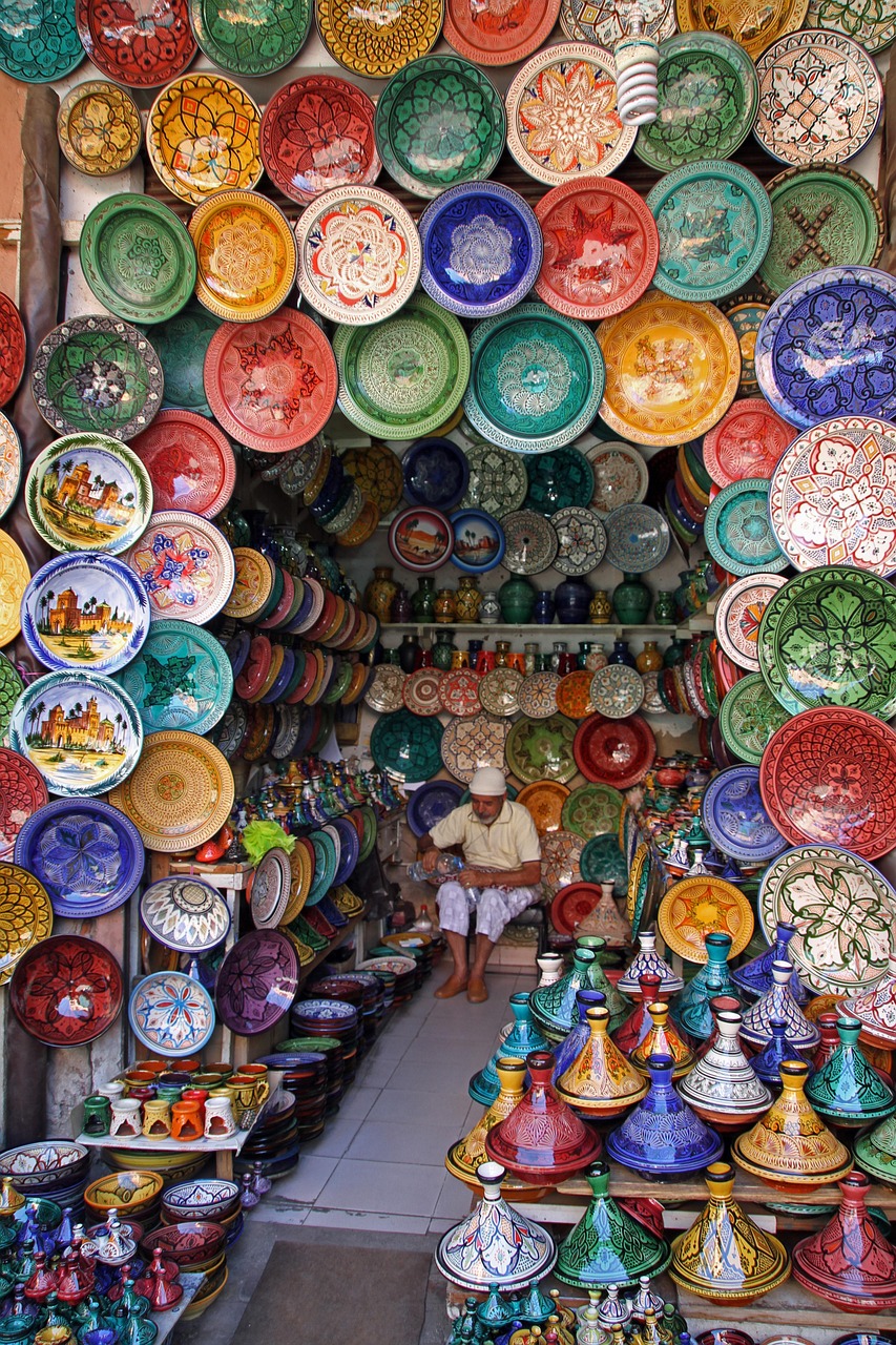 Ceramics stall in the Marrakech souk